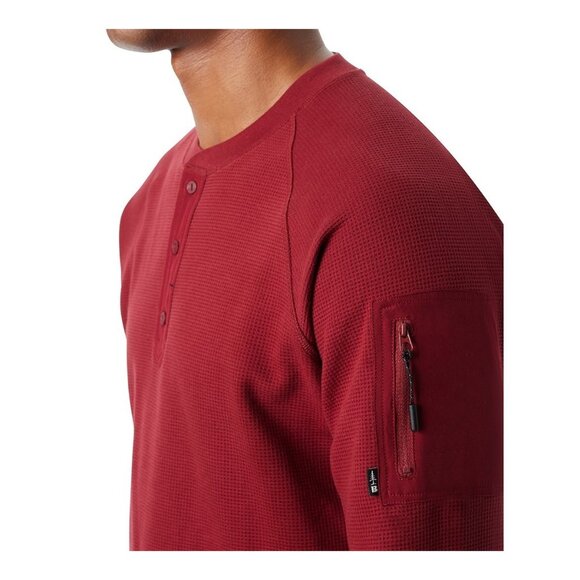 Bass Outdoor Mens Performance Thermal Henley Shirt Medium Long Sleeve Cabernet - Picture 2 of 5